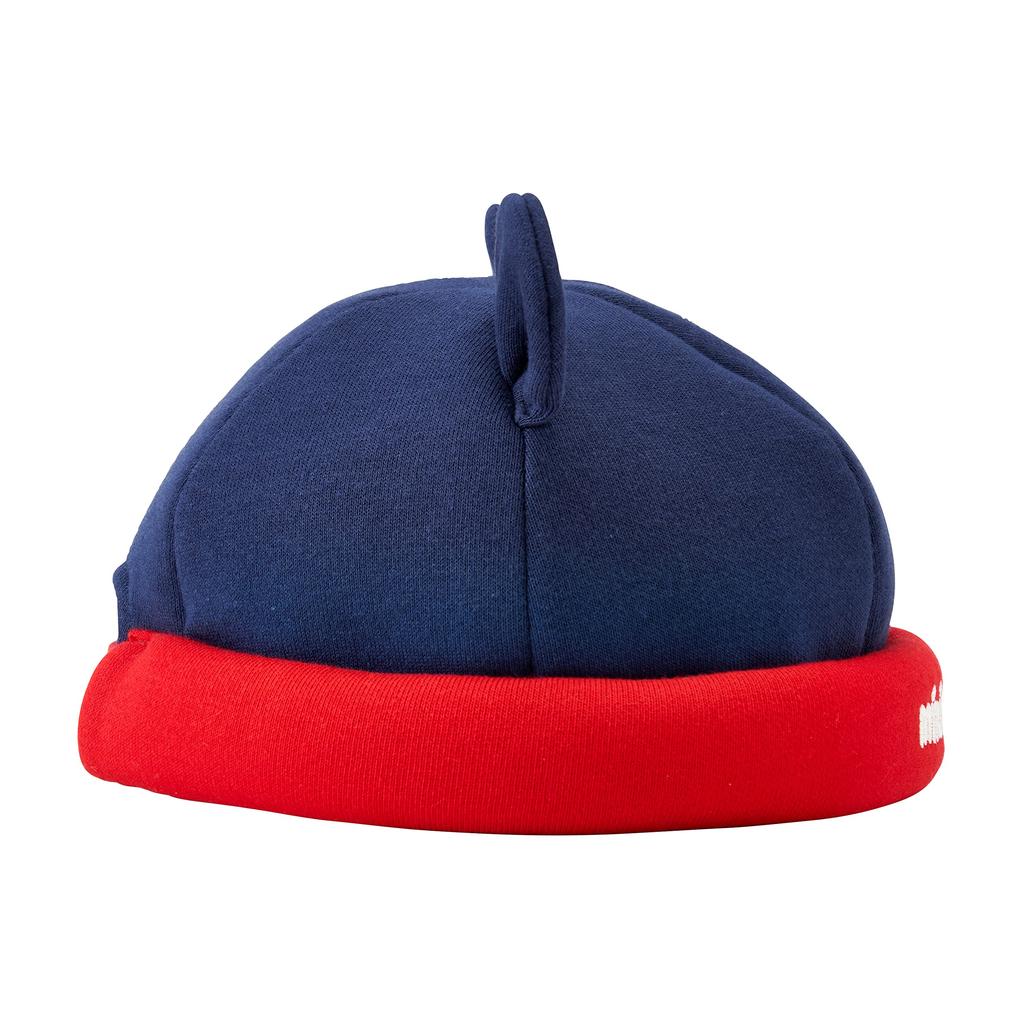 MIKI HOUSE Roll Cap Hooded Hat with Logo and UV Made In for Boys and Size M Navy Protection, Japan, Girls, Newborns, Infants, Kids, (48-52cm), Blue,