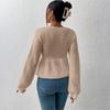 Women's Casual Fashion Loose V-neck Drawstring Ruffled Skirt Knitted Pullover Top