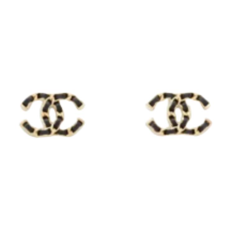 

Chanel Classic Brand Logo Shaped Earrings Women Earrings Black Gold ABH127-B23469-U7516 Box+Padding Board
