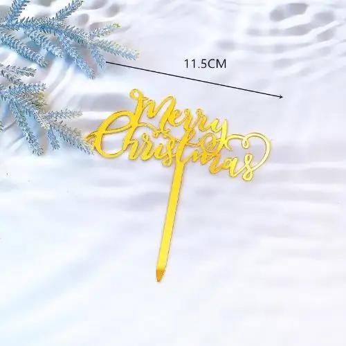 New Merry Christmas Cake Topper Baking Dessert Cake Insert Decor Cupcake Santa Claus Elk Snowman Party Decorations Cake Top