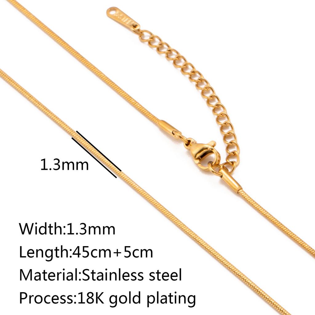 5Pcs/Lot Stainless Steel Bead Rope Link/Cuban/Paperclip Links Snake Chain Necklace Diy Women Jewelry 18K Gold Color Neck Chains