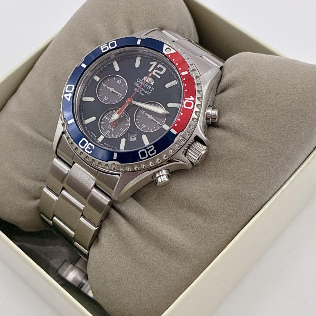 Used Good condition ORIENT mako chronograph Pepsi bezel RN-TX0201L