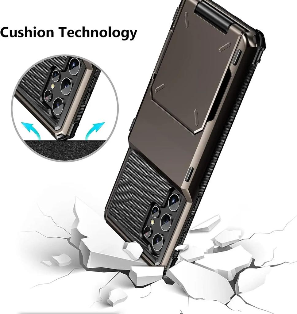 Do Samsung Galaxy S25 S24 Ultra S25 S24 Plus S24 FE Etui Portfelowe z Uchwytem na Karty, Dwuarstwowe Wytrzymałe Odporne na Wstrząsy Pokrowiec na Telefon