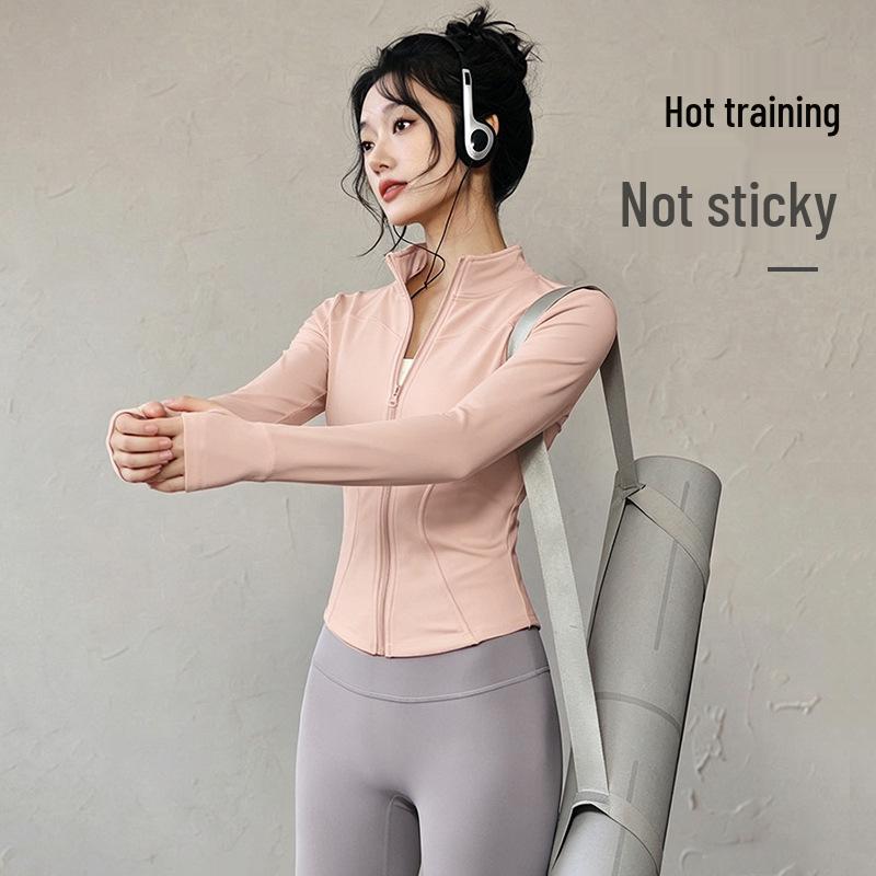 Women's Slim Fit Zipper Yoga Jacket with Sun Protection - Long Sleeve, Quick Dry Sportswear for Running & Fitness