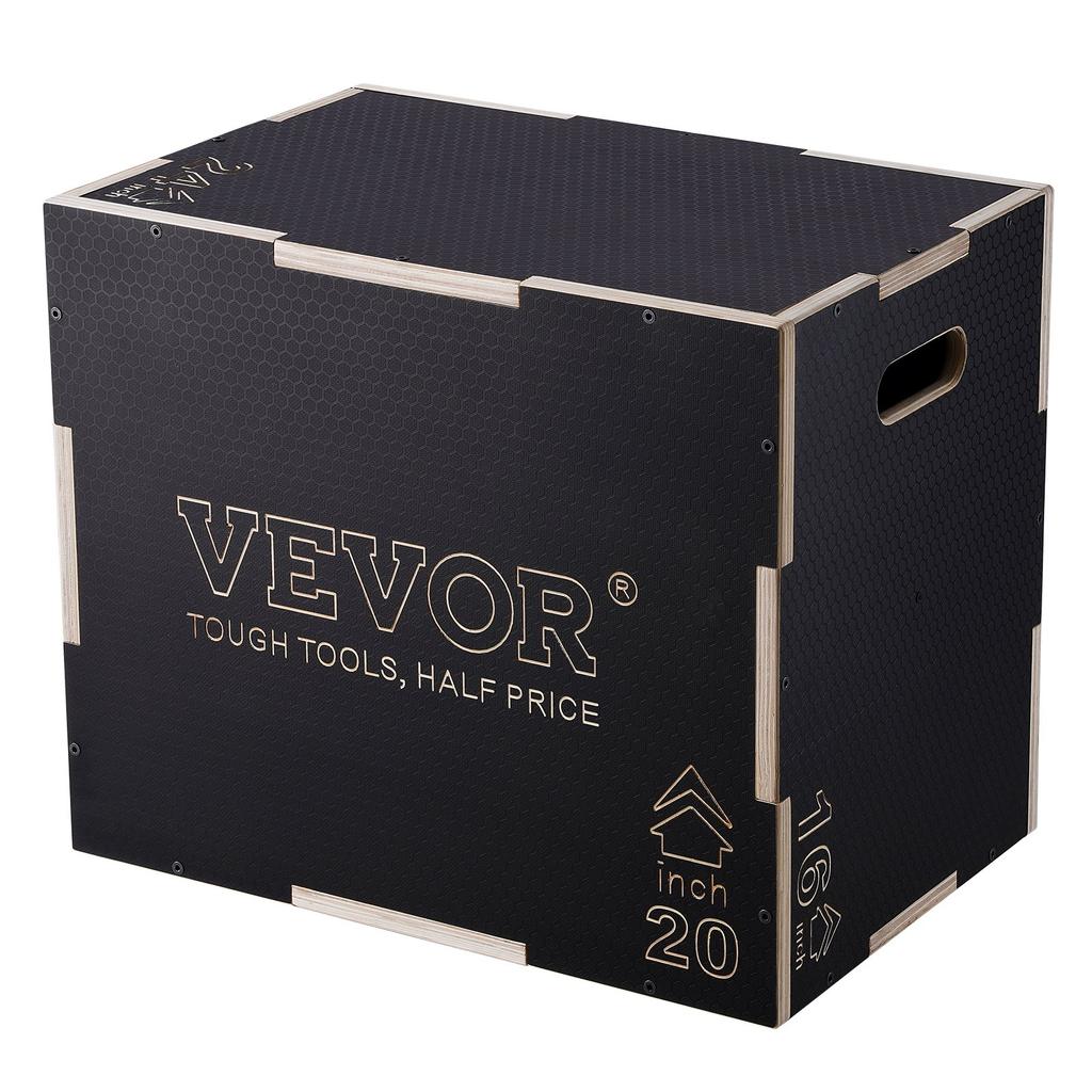 VEVOR 3 In 1 Plyometric Jump Box, 24/20/16 Inch Wooden Plyo Box, Platform & Jumping Agility Box