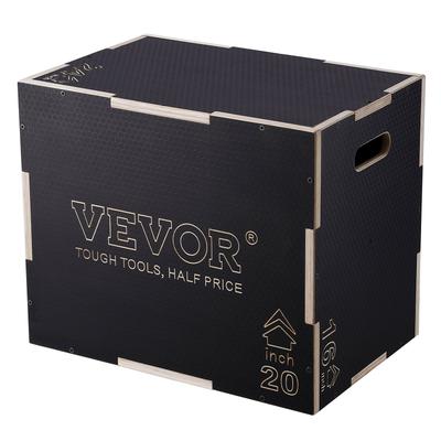 VEVOR 3 In 1 Plyometric Jump Box, 24/20/16 Inch Wooden Plyo Box, Platform & Jumping Agility Box