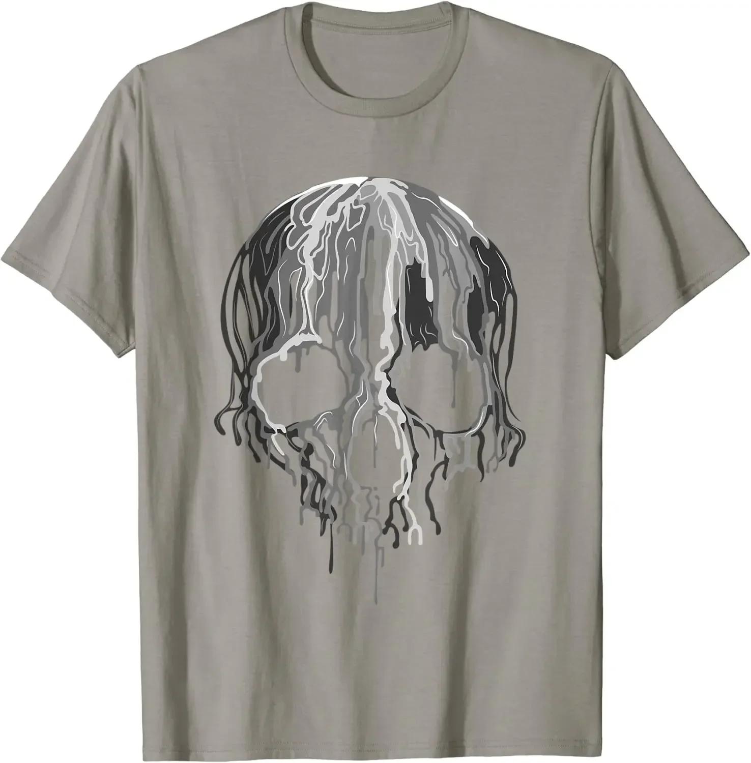 

Футболка Melting Skull Black White Art Graphic Gothic TShirt Homme Mens T Shirt Men Clothing Graphic T Shirts Cotton Daily Tees XXXXXL небесно-голубой