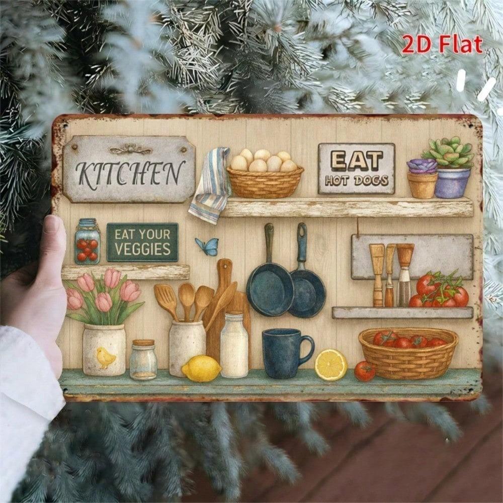 Vintage Eat Your Vegetables Metal Wall Sign 11.81x7.87 Inch Retro Farmhouse Kitchen Tin Plaque Home Decor