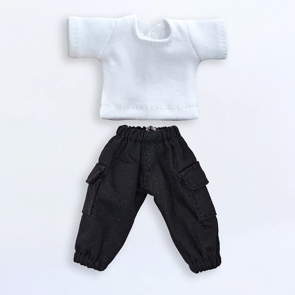 Niannyyhouse OB11 Größe Obitsu Puppe 11cm Körper T-Shirt + Hose 2-teiliges Set Einfaches T-Shirt Puppenkleidung Overall 1/12 BJD Puppenkleidung (Weiß + Schwarz)