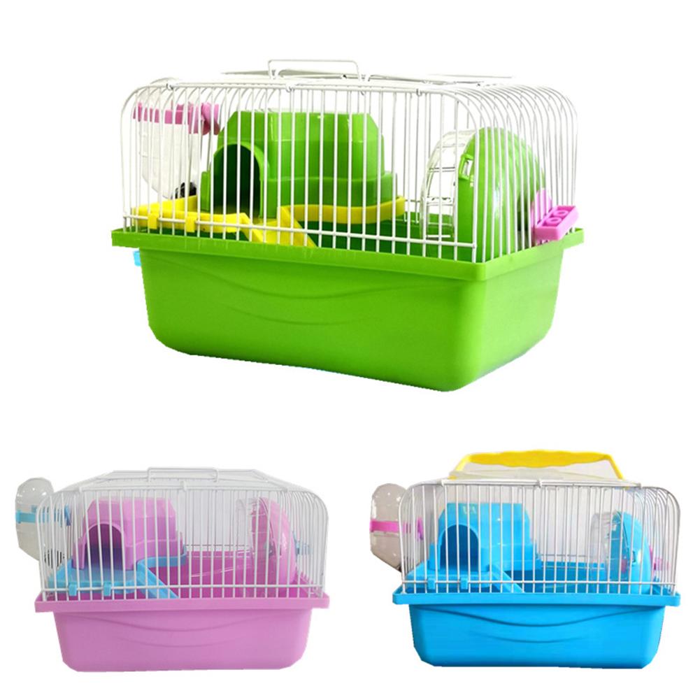 Double Layer Villa Shape Pet Cage with Running Wheel Feeding Bowl for Hamster