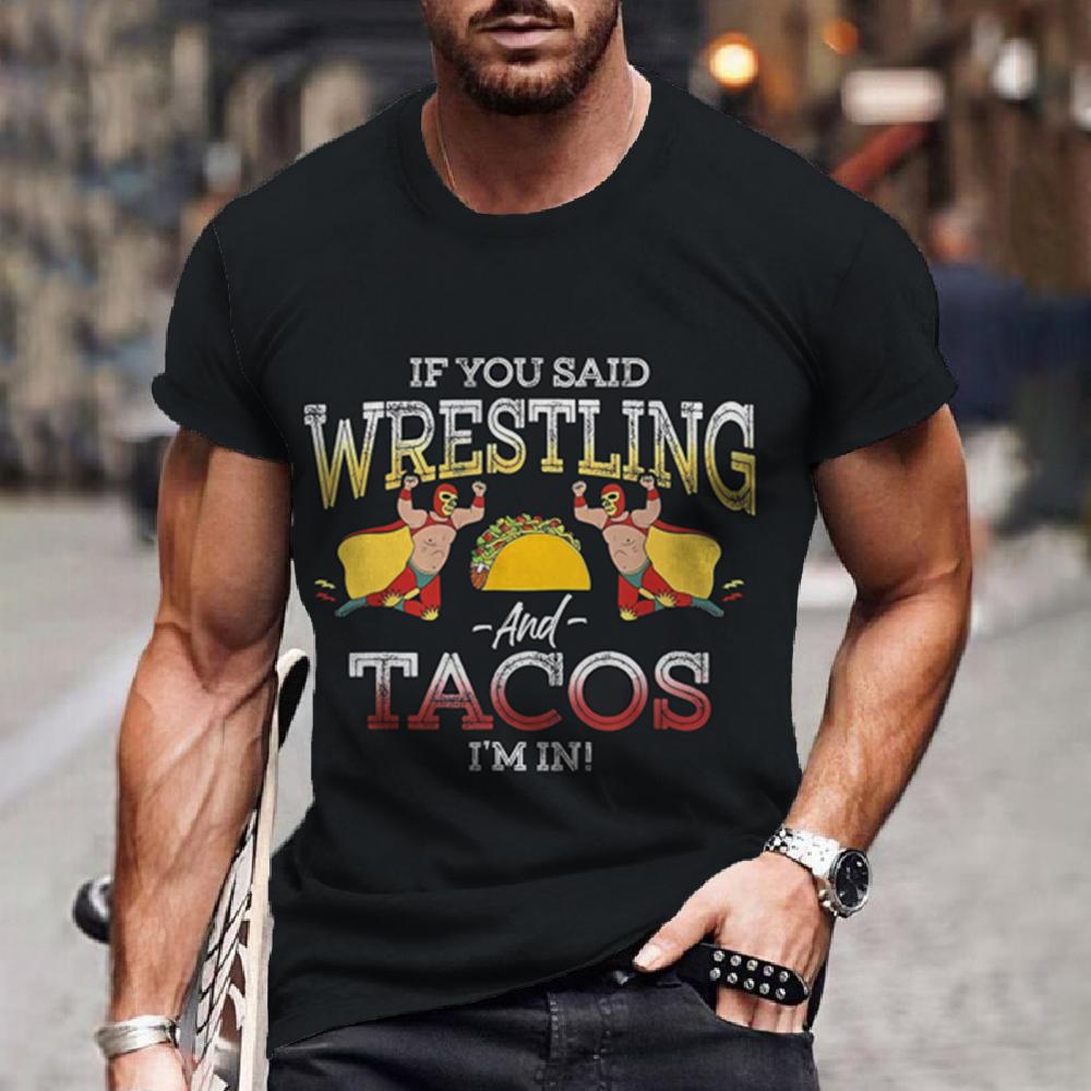 Herren T-Shirt 3D Mexikanischer Wrestler Bedrucktes Modisches T-Shirt Kurzarmoberteile Lose Große Größe Herren T-Shirt
