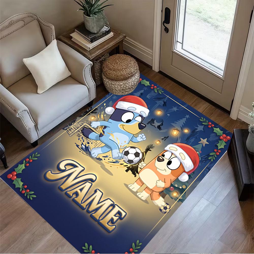 Winter Sports Fun Customizable Name Floor Mat Perfect for Hallway Decorate room Playrooms Balcony Antislip Carpet Anime Office Decor Gift for Festival