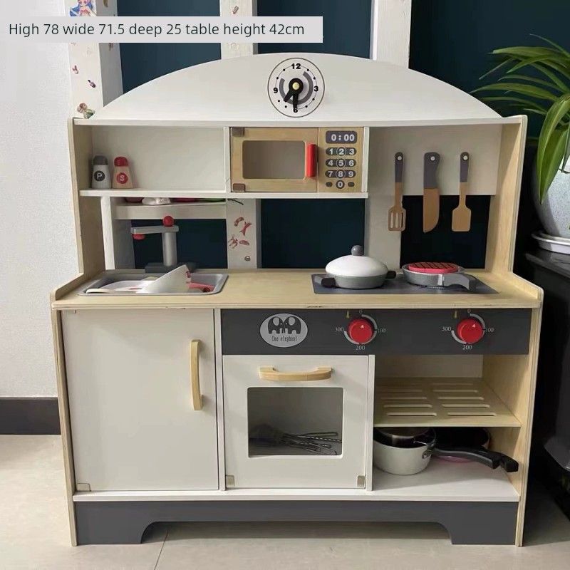 

Kids Wooden Cooking Stove Suit Wooden Baby Play House Kitchen Toys Full Set Artificial Brand White Wooden Kitchen Suit