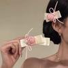Pink Flower Bow Side Hair Clip Sweet Peach Pink Series Sweet Temperament Women Duckbill Hairpin