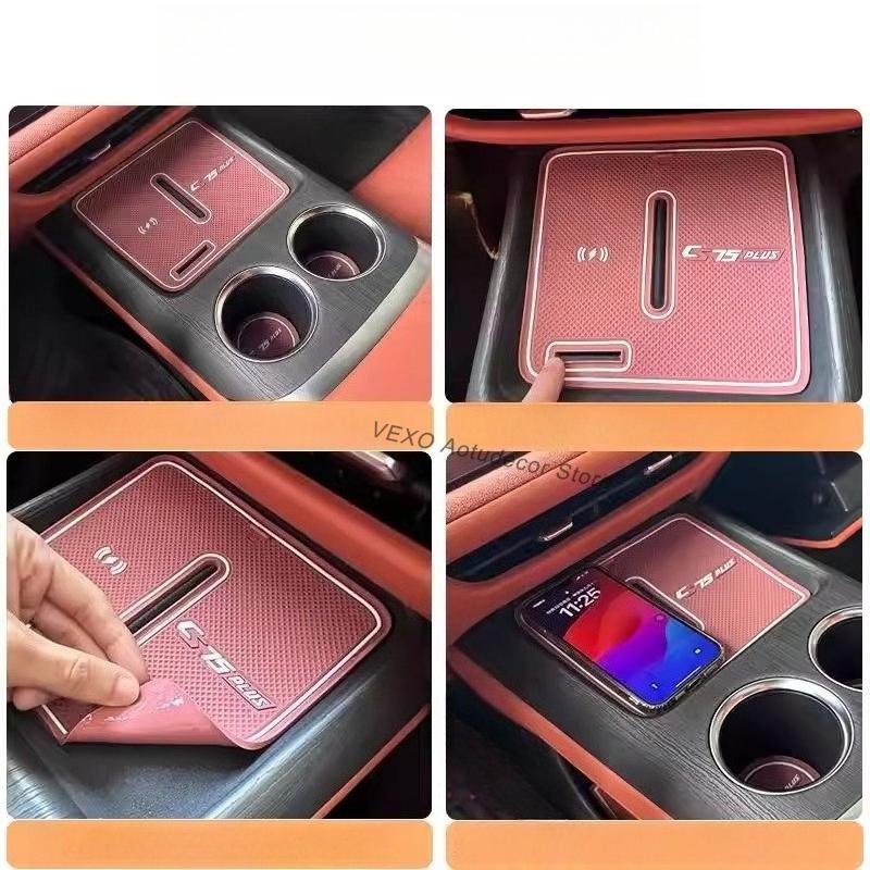 For Changan CS75 Plus 4th Gen Wireless Charging Pad Silicone Door Slot Cup Holder Mat Non-Slip Waterproof Interior Accessories
