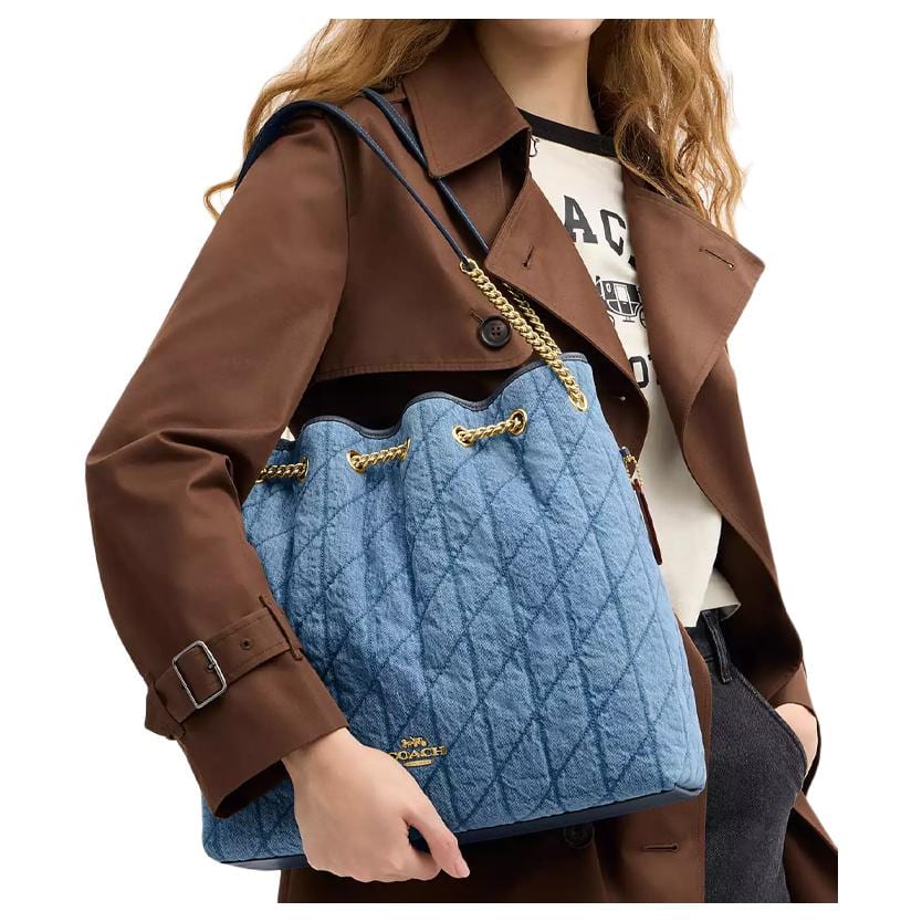 Coach Denim Shoulder Bag Large Women's Indigo CDC01-IMTYV