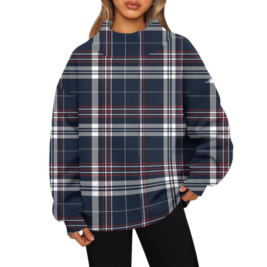 Women's Sweatshirt Sports Flannel Sweatshirt Long Sleeve Top Casual V-Neck Sweatshirt