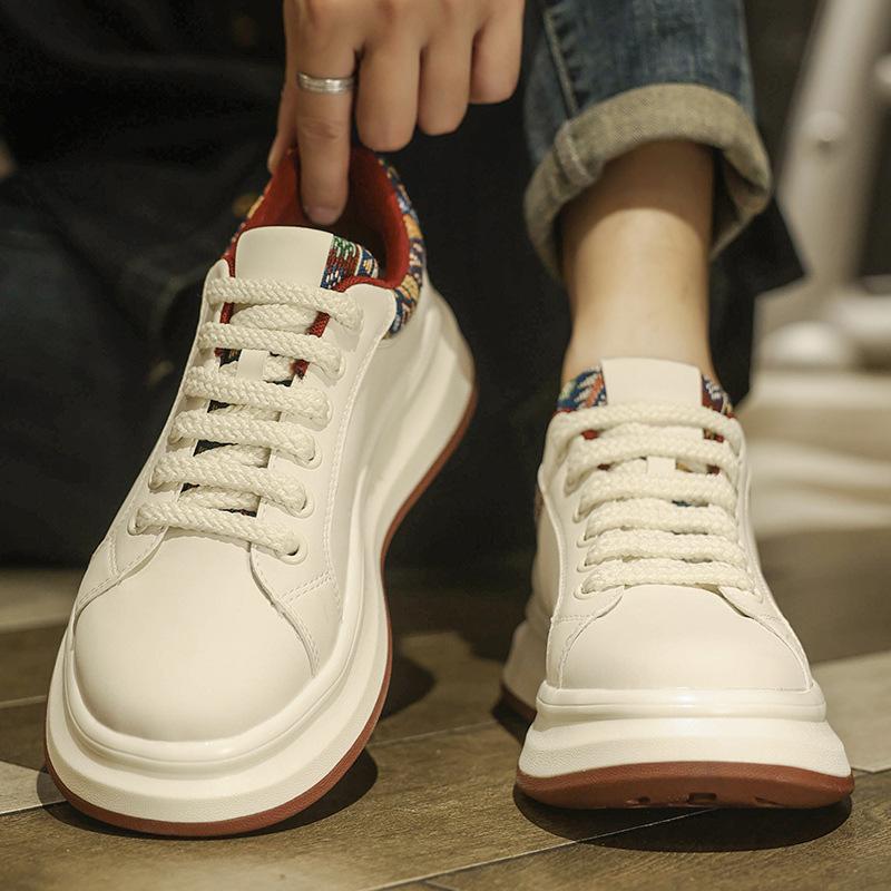 Autumn and Winter New Thick-soled Heightening Solid-color Board Shoes Light Luxury Versatile Sports and Leisure Shoes Men's