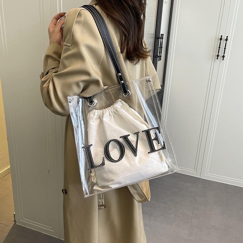 Shoulder Large Bag Women's Bag Summer New Trendy Versatile Large-capacity Tote Bag Transparent Bag