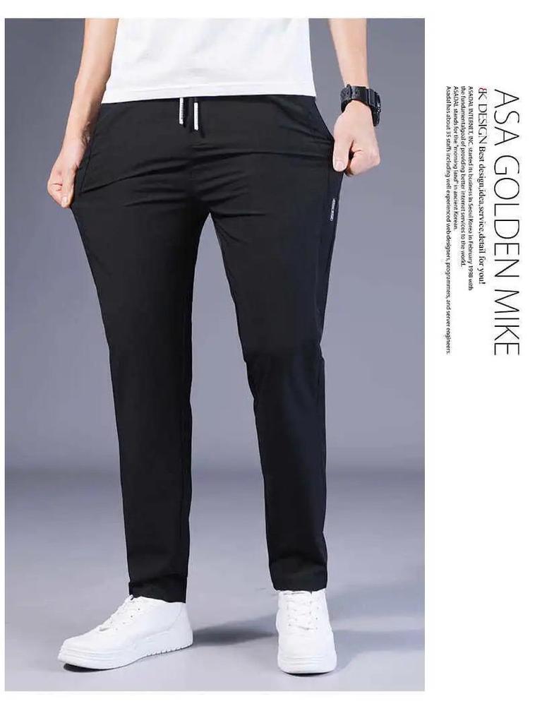 Men's Ice Silk Breathable Stretch Casual Pants - Loose & Slim Fit Summer Trousers