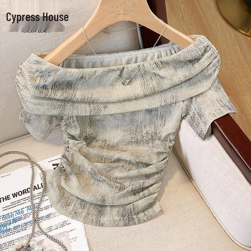 Sibaishe Women s Off-Shoulder Slim Fit Short Sleeve Top M