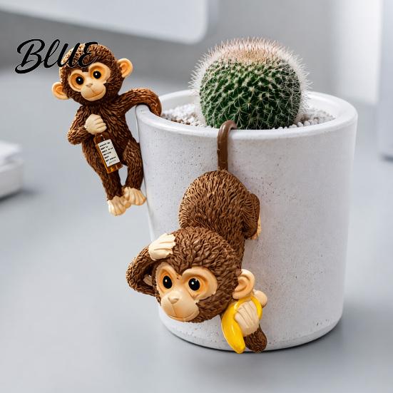 Fun Outdoor Yard Pot Hugger Hanging Statue Monkey Decor Planter Resin Plant Sculpture Cute Miniature Figurine for Flower Edge