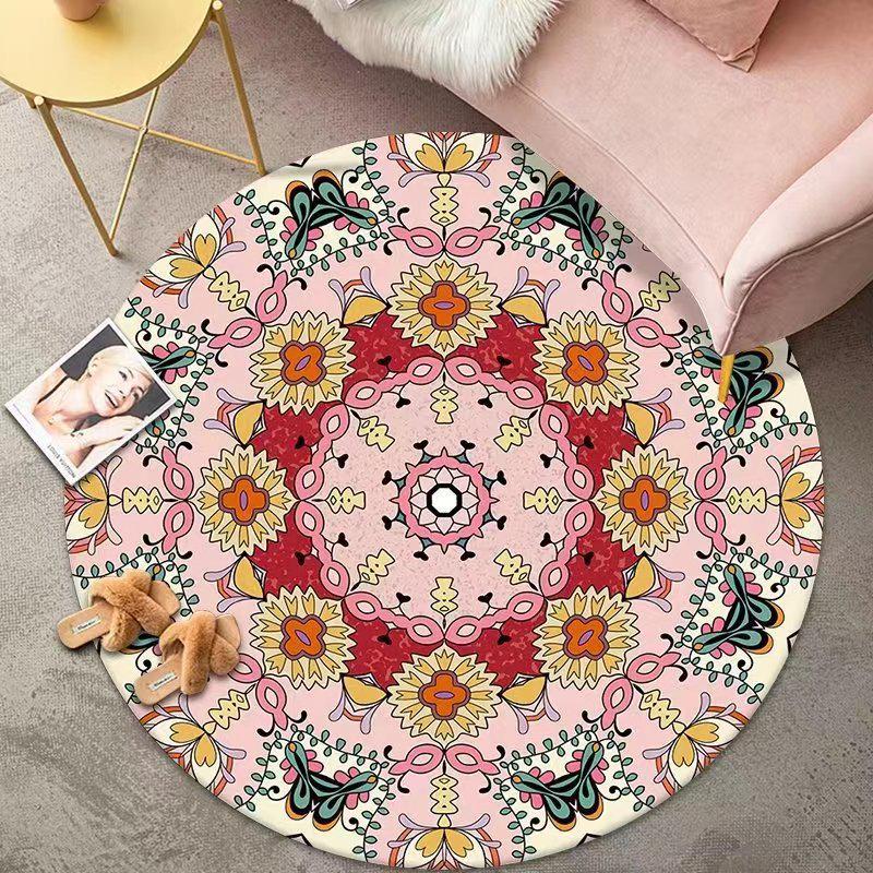 Vintage Crystal Velvet Round Carpet - Large Area Living Room Coverage