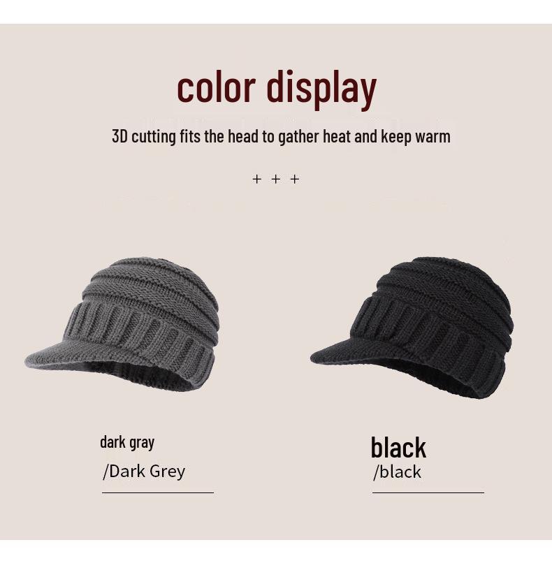 Minimalist Women's Duckbill Knit Hat - Short Brim, Warm Ear Protection for Autumn/Winter Skiing.