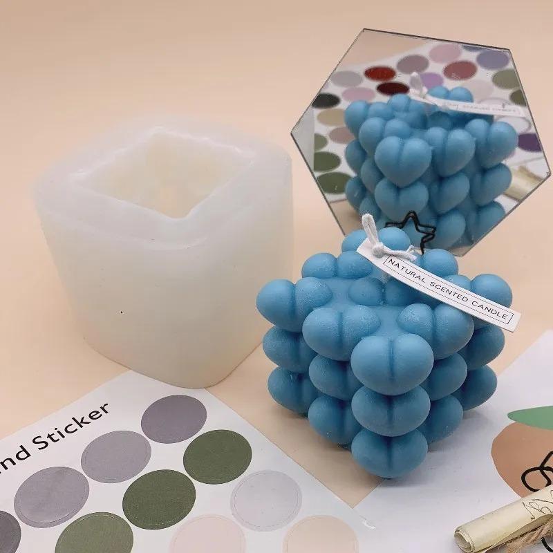 Molde de Silicone para Vela Bola Mágica Amor DIY Coração Pirâmide Colmeia Fabricação de Velas Chocolate Sabão Resina Molde Presentes Artesanato Decoração de Casa