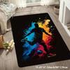 Flannel Printed Football Player Rug Colorful Splash Design Soft Fleece Floor Mat Living Room Carpet Sports Decor Artistic Rugs