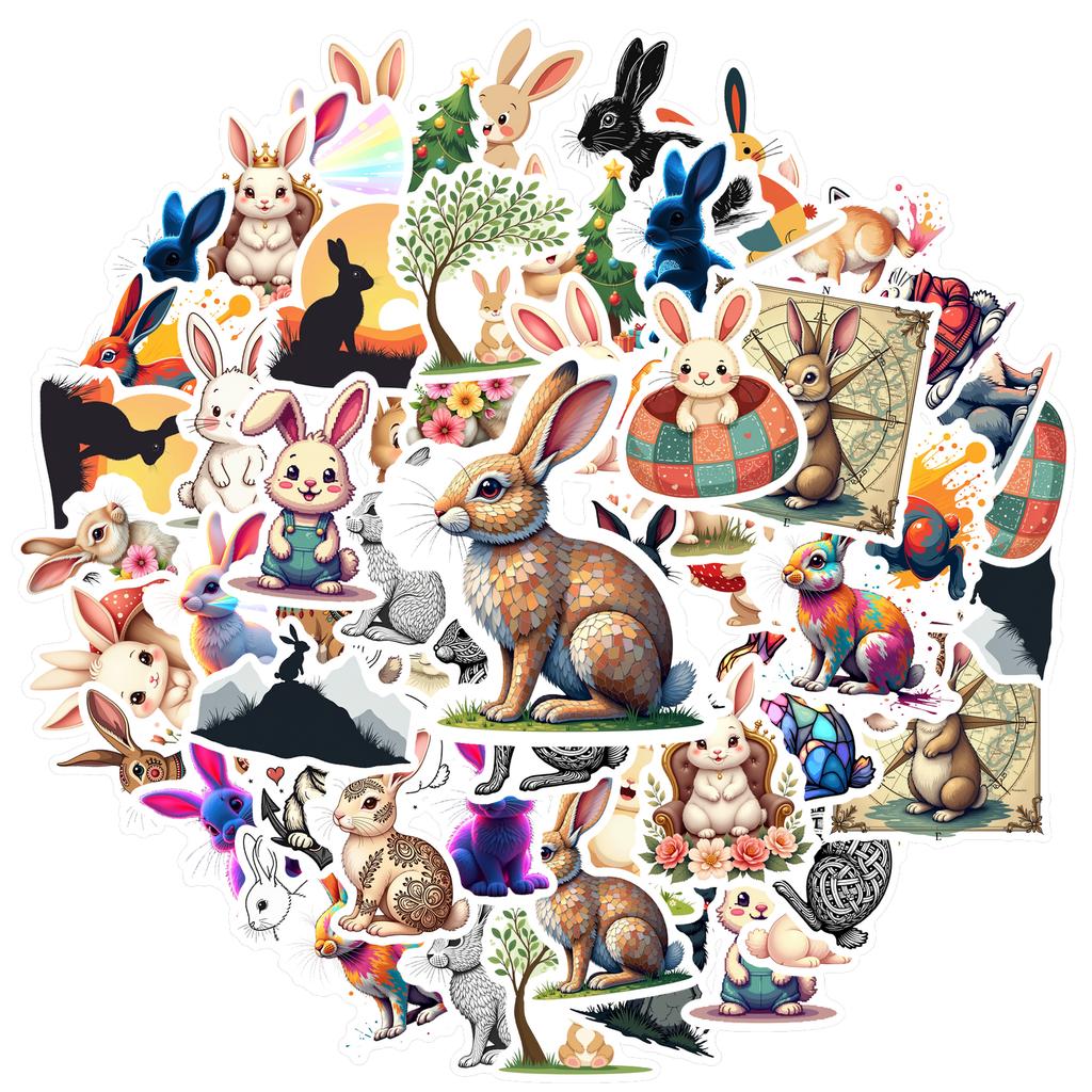 35-50pcs Cartoon Rabbit Stickers Kawaii Easter Bunny Graffiti Diy Laptop Decals Decoration Stiker Reward Stationery