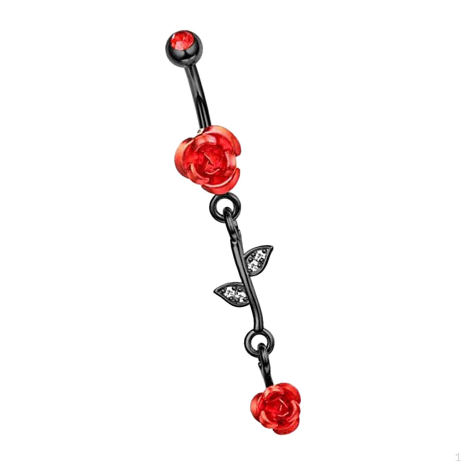 Кольцо в пупок с подвеской Пирсинг тела 14G Штанга Изогнутое Панк Стильные Украшения Пупок Flower