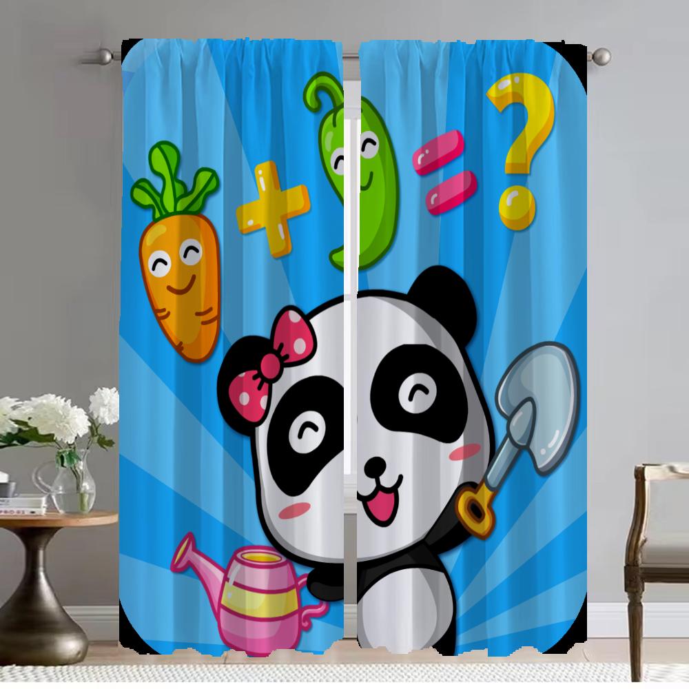 

Light Blocking Home Interior Curtains Babybus Curtain Room Panel Halloween Decoration Tulle Bedroom Shades Living Set Of 2 Made Polyester Washable W100*H130(CM)-Hooks&2PCS