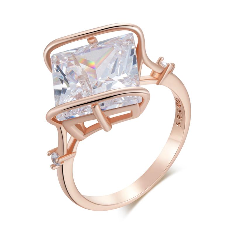 

Big Square White Natural Zircon Rings For Women Fashion Rose Gold Color High Quality Daily Fine Vintage Jewelry 10