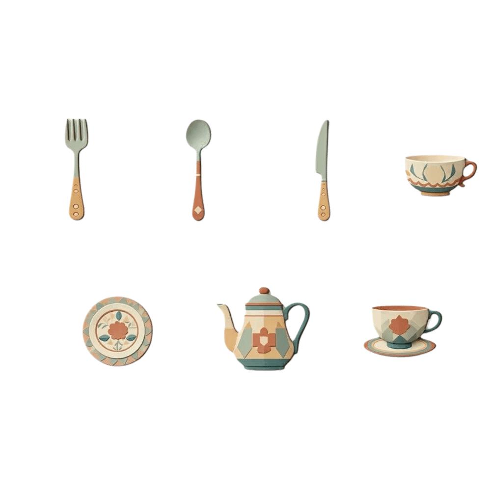 7Pcs Vintage Coffee Utensil Wooden Ornament Coffee Themed Coffee Wall Sticker Hangings Thanksgiving