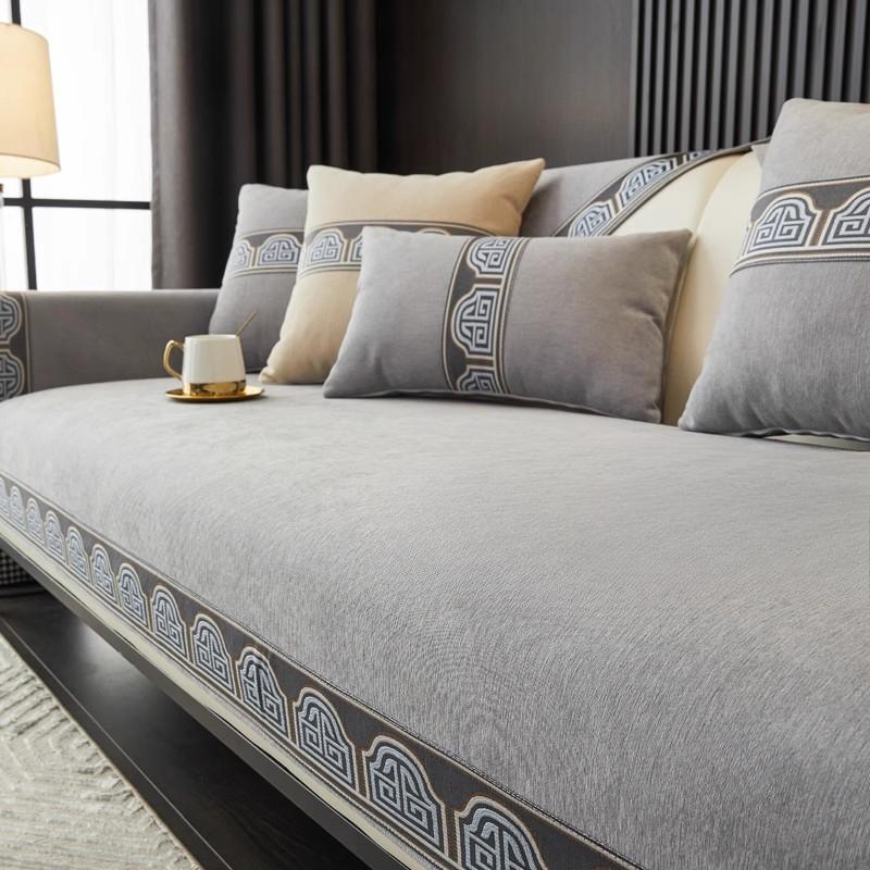 New Chinese Style Anti Slip Sofa Cushion Four Season Universal Chenier Sofa Cover Couch Backrest Armrest Dustproof Cover Towel