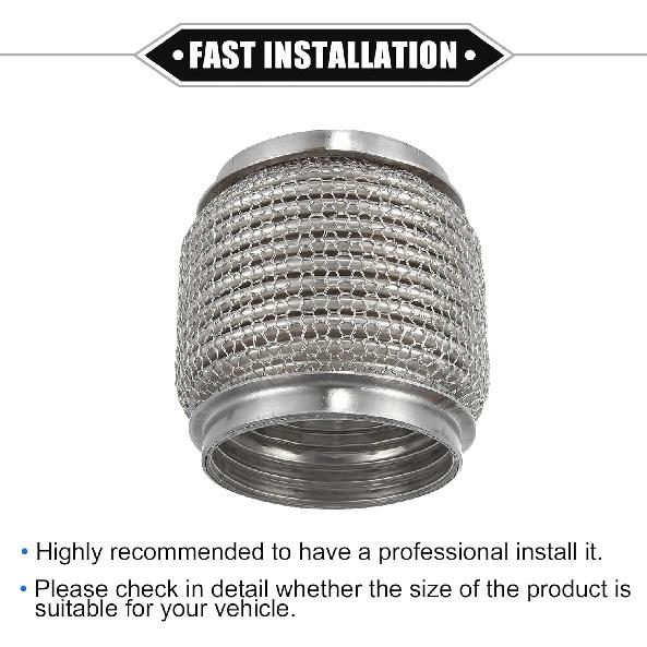 Car Exhaust Flexible Pipe, 76x102mm 2.99"x4.02" Exhaust Flex Connector Pipes Bellows Universal for Car Durable Stainless Steel Silver Tone