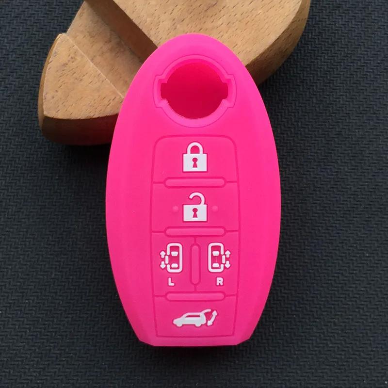 ZAD 5 Buttons Silicone Car Key Case Cover Fob Skin Pocket Protector for Nissan Quest MPV Elgrand Nv200 Evalia Serena Key Holder