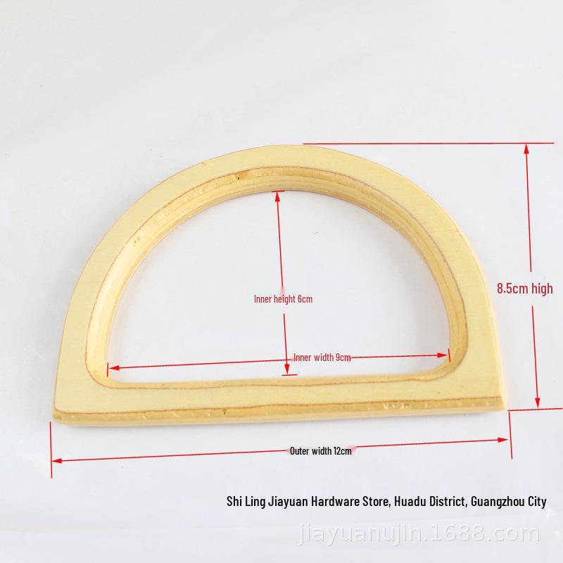 Wooden D-Ring Clasp Bag with Semi-Circular D-Shaped Handle Brown