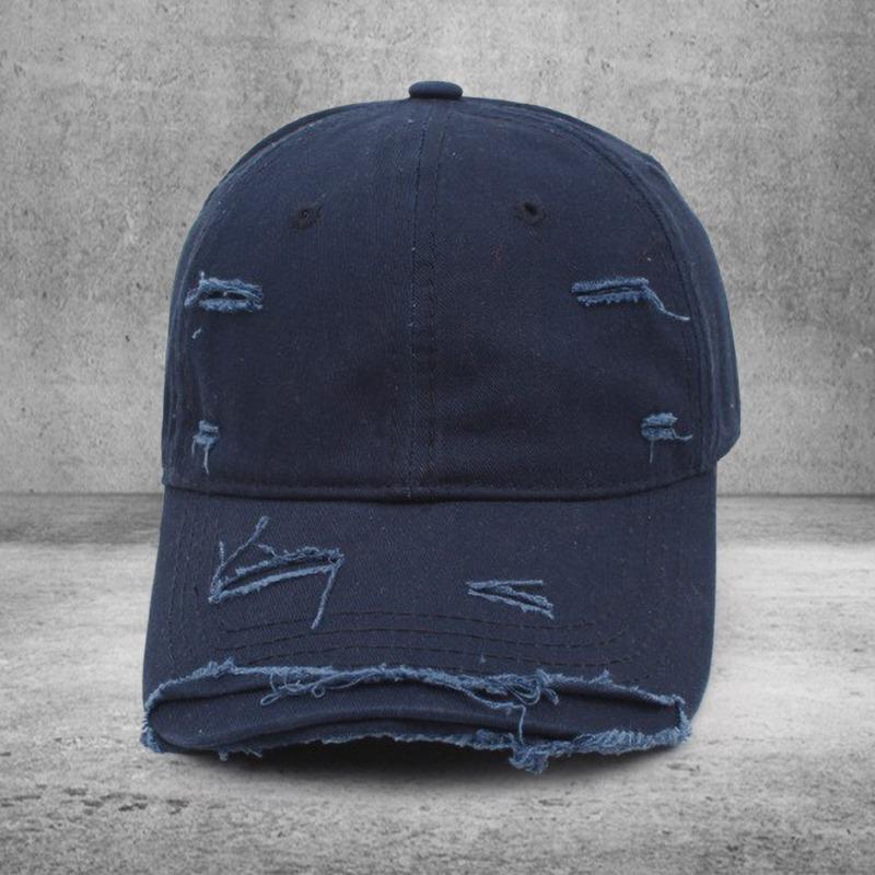Peaked cap Cotton ripped baseball cap Men's versatile soft top curved brim sun hat Embroidery Women's trend
