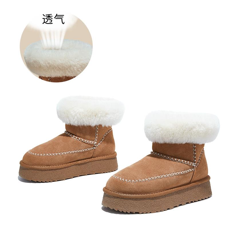 

Real wool leather snow boots women s winter velvet warm cotton boots retro short boots women s 40 малиновий