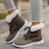 Women's Winter Ankle Boots, Mid Heel Platform Lace-Up Short Booties with Faux Fur Trim, Solid Color Plain Toe, Man-Made Upper