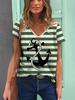 Neue Ankerstreifen 3D-Druck T-Shirts Damen Kurzarm V-Ausschnitt T-Shirt Lässige Tops Y2k Harajuku T-Shirts Streetwear Damenbekleidung