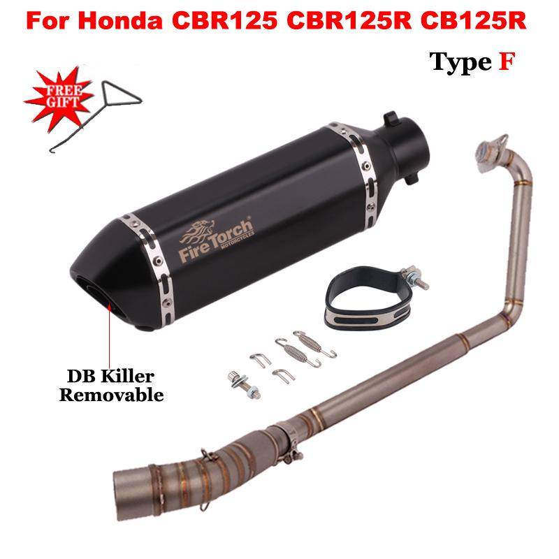 Slip On For Honda CBR125 CBR125R CB125R CBR 125 Motorcycle Exhaust System Front Link Pipe Muffler Escape Removable DB Killer