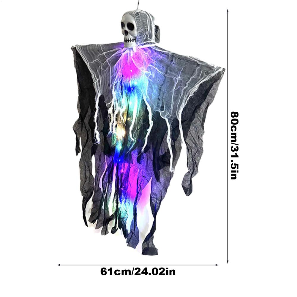 

Halloween Skeleton Haunted Haunted House Prop Lighted Props Floating Ornament with Fog for Garden Masquerade Balls Classrooms