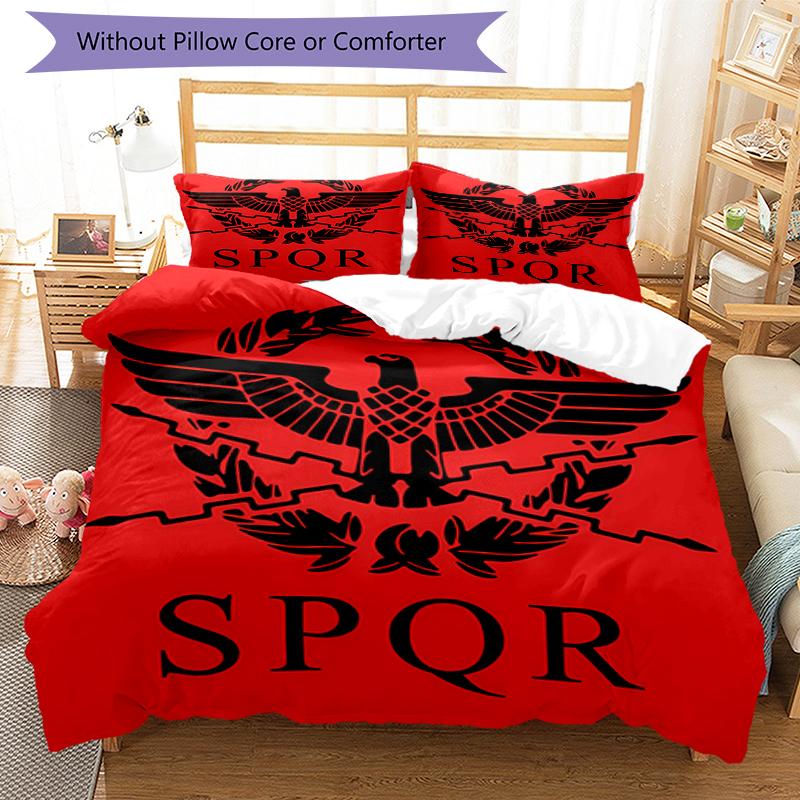 3pcs SPQR Roman Eagle1 pattern bedding set duvet cover set includes duvet cover &pillowcases, perfect all season bedroom decoration & gift