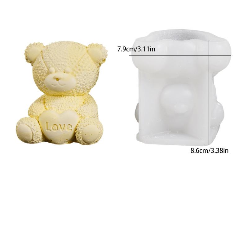 Plüschtexturform Herz Teddybär Kerzenform Bärenkerzenform Flexibel Für DIY-Bastelarbeiten Kerzenherstellung Gipsbasteln