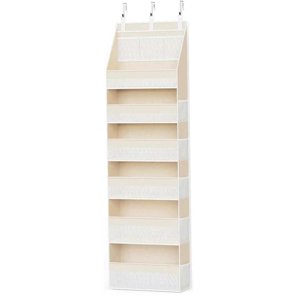 Criusia Over The Door Organizer, 6-Shelf Closet Hanging Storage with 13 Mesh Pockets, Capacity Behind The Door Storage