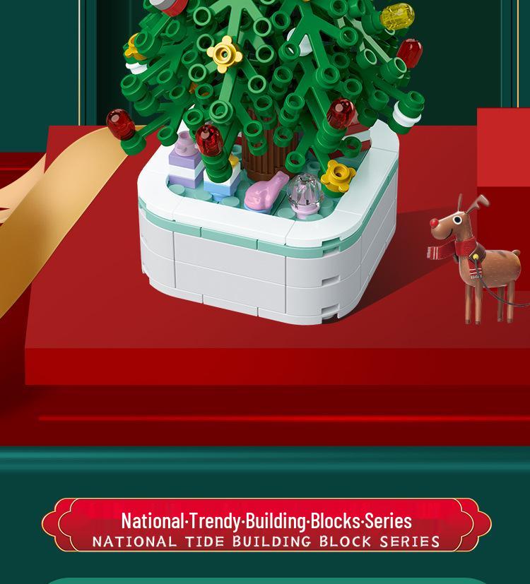 Drill Horse 103E-1 Christmas Tree Building Blocks Toy – Children's Desktop Ornament, Festive Gift