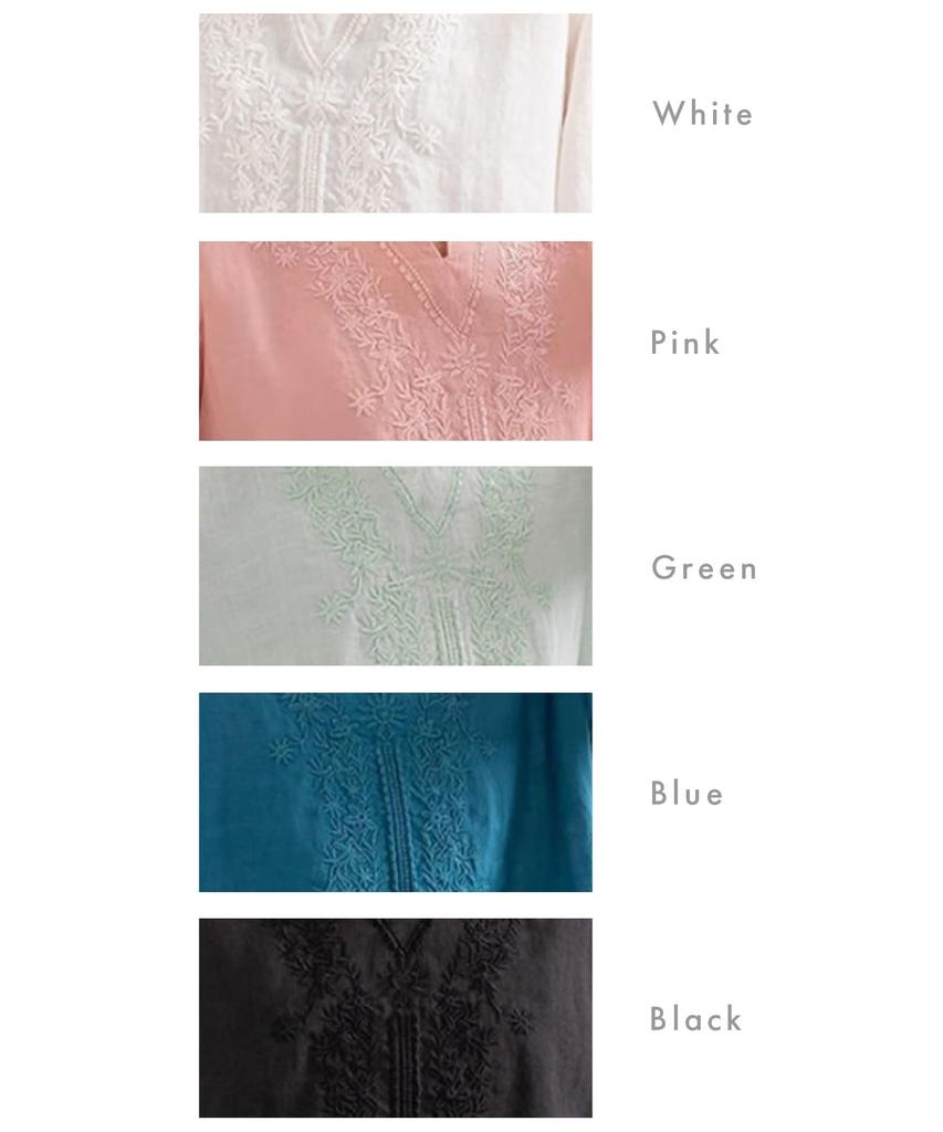 Embroidered Available In 5 Relaxed Perfect for Spring and Street Korean Loose Cut and Keyhole [J.STORE] Women's Blouse, Colors. Simple, Fit, Summer.